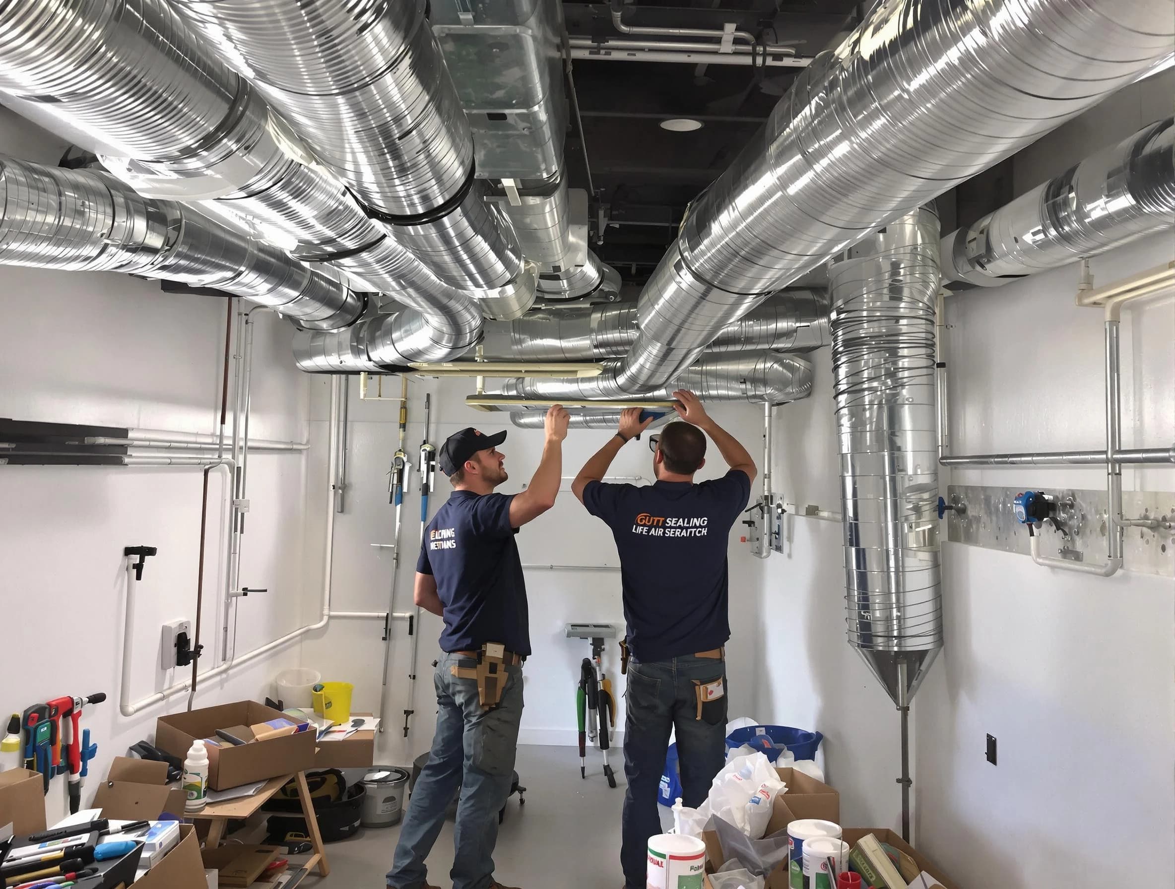 Bridgewater Air Duct Cleaning technician applying professional duct sealing solutions in Bridgewater