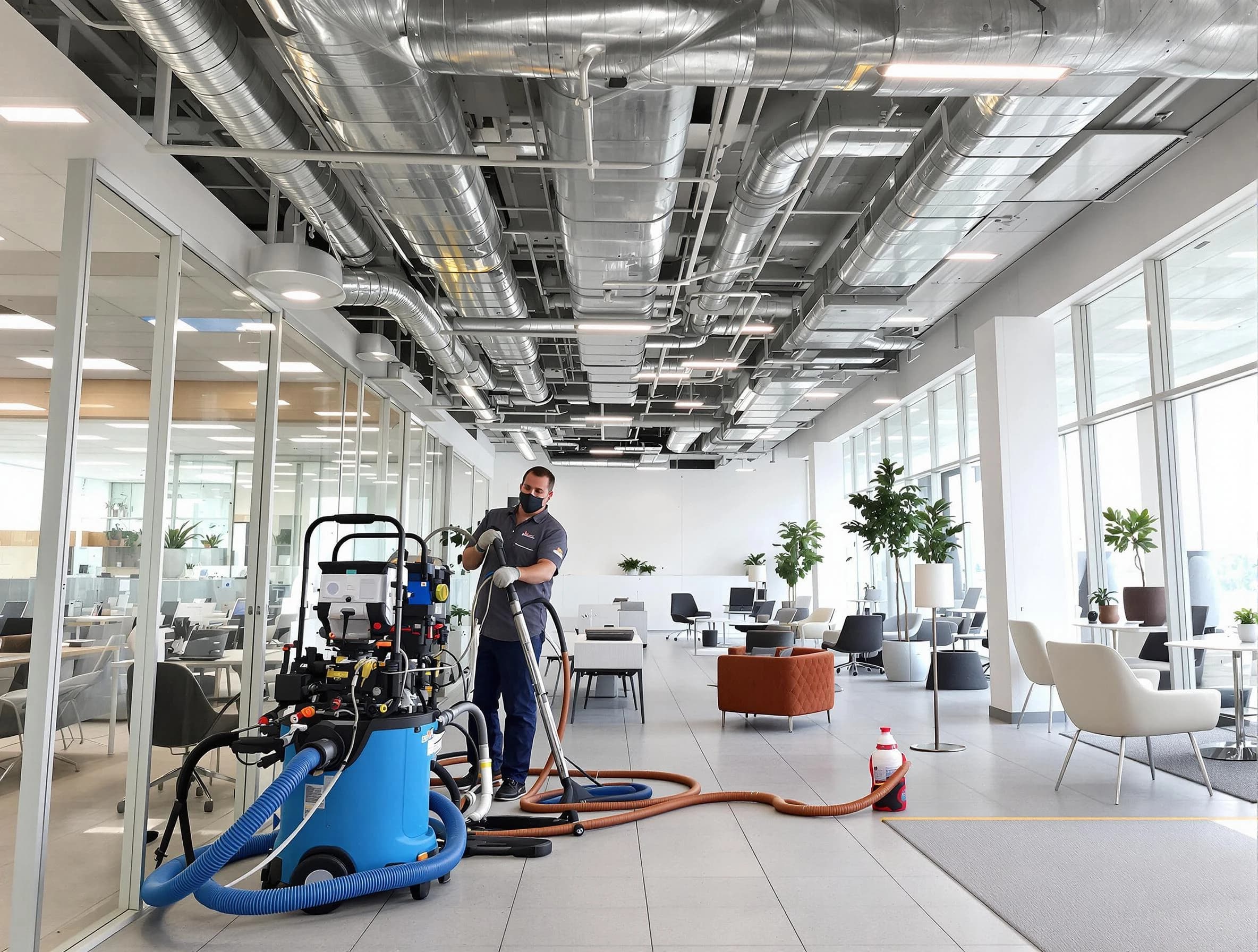 Bridgewater Air Duct Cleaning team conducting comprehensive commercial duct cleaning at a business location in Bridgewater