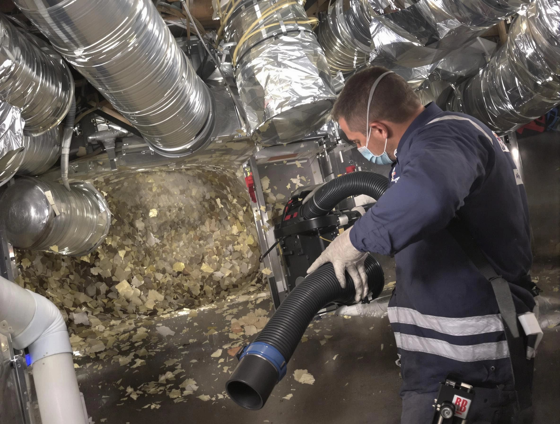 Bridgewater Air Duct Cleaning specialist operating negative pressure cleaning equipment for thorough duct maintenance in Bridgewater