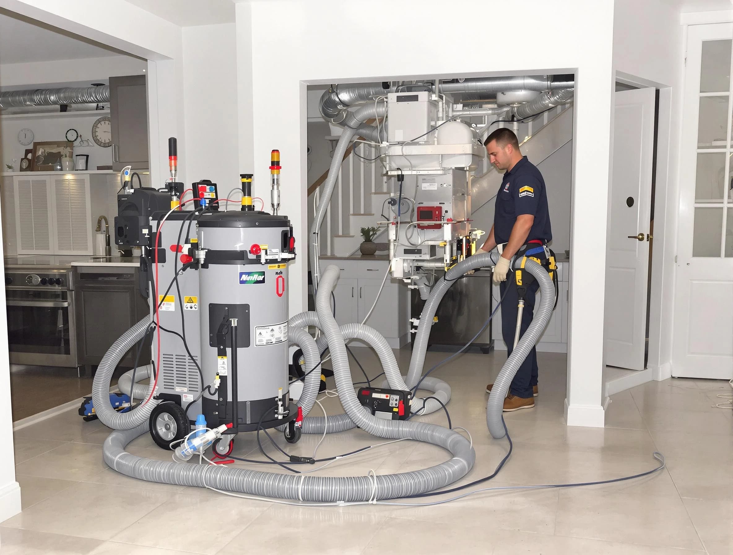 Bridgewater Air Duct Cleaning technician operating negative pressure cleaning equipment for thorough duct maintenance in Bridgewater