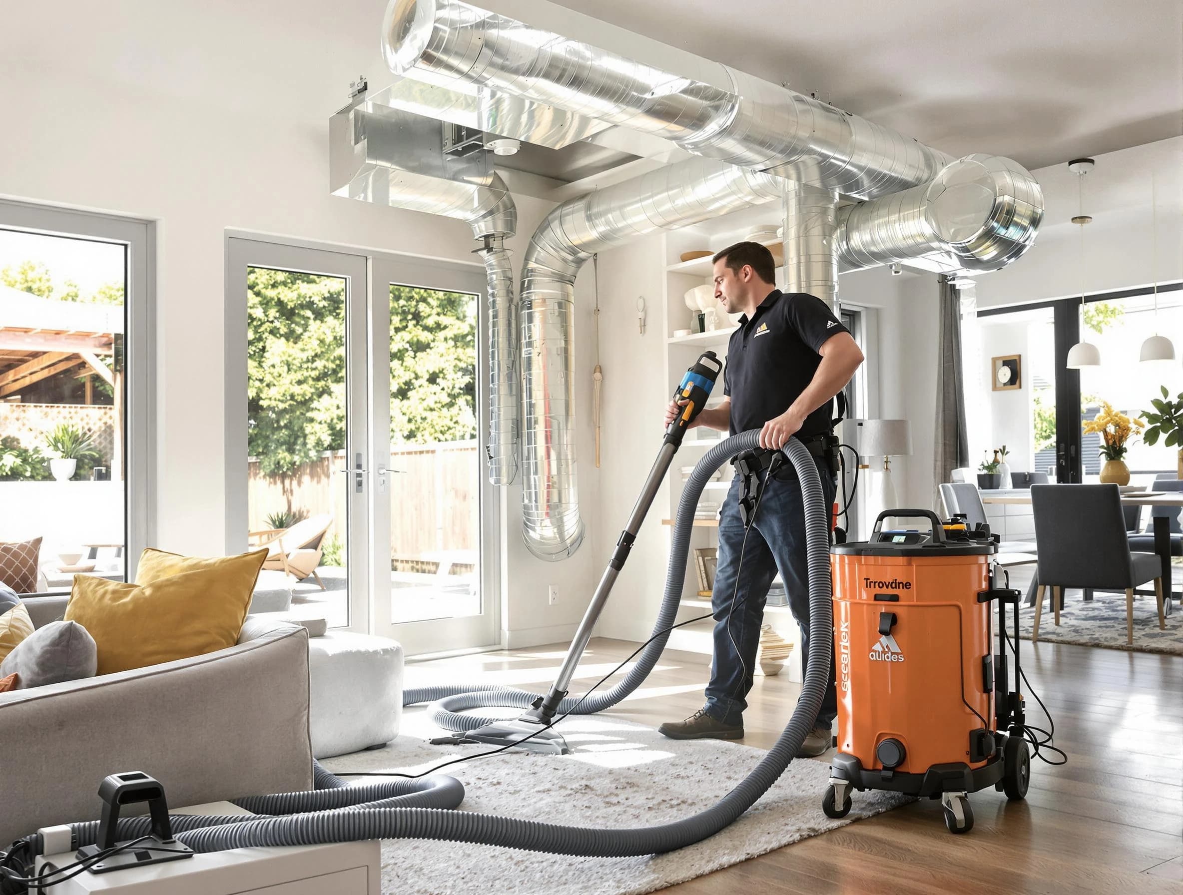 Bridgewater Air Duct Cleaning specialist performing thorough residential duct cleaning using advanced equipment in Bridgewater