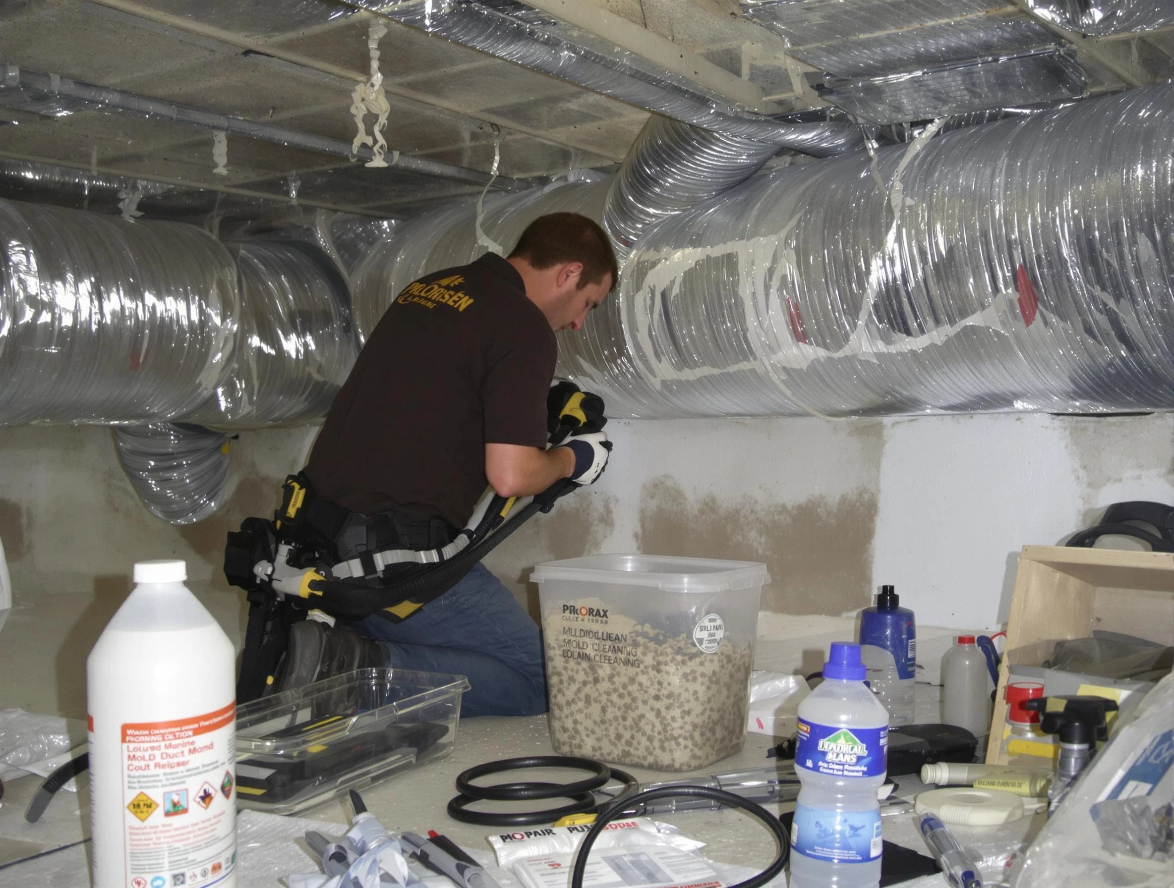 Bridgewater Air Duct Cleaning specialist performing professional mold removal from air ducts in Bridgewater