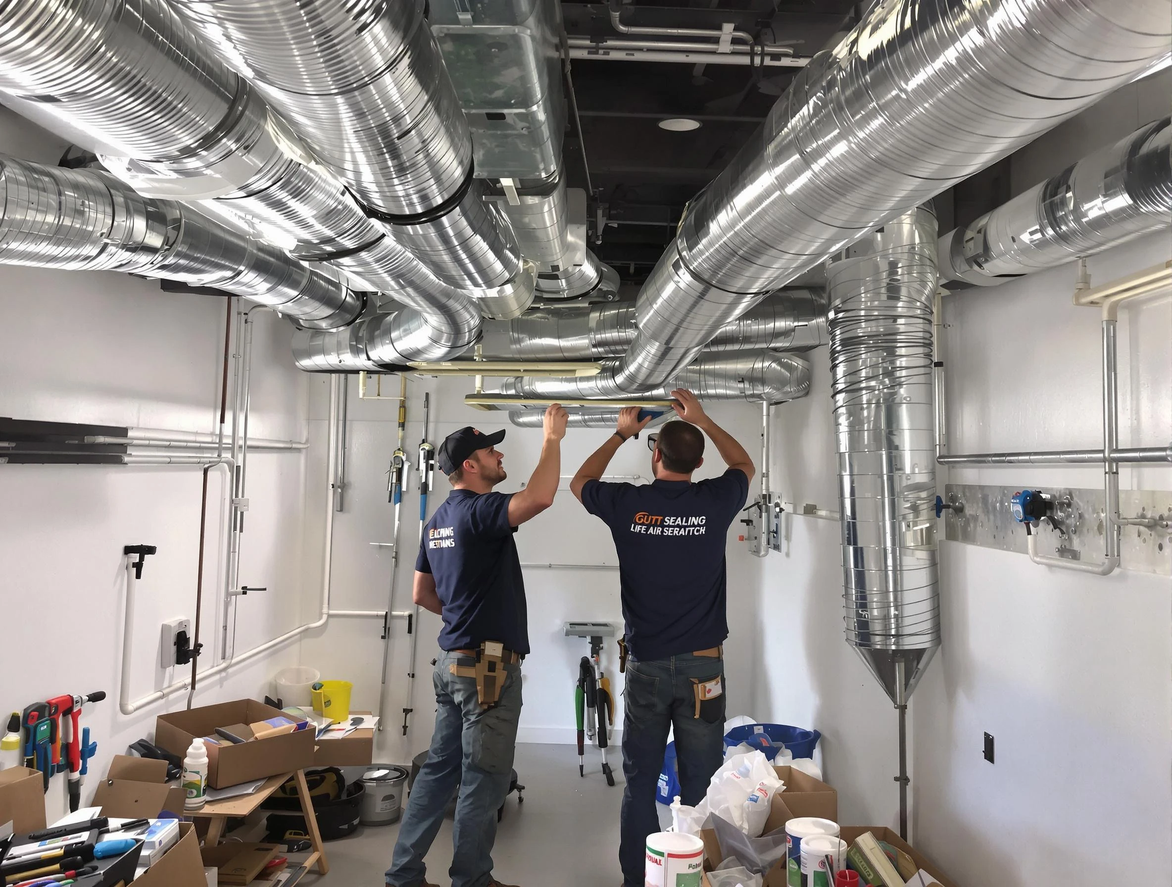 Bridgewater Air Duct Cleaning technician applying professional duct sealing solutions in Bridgewater